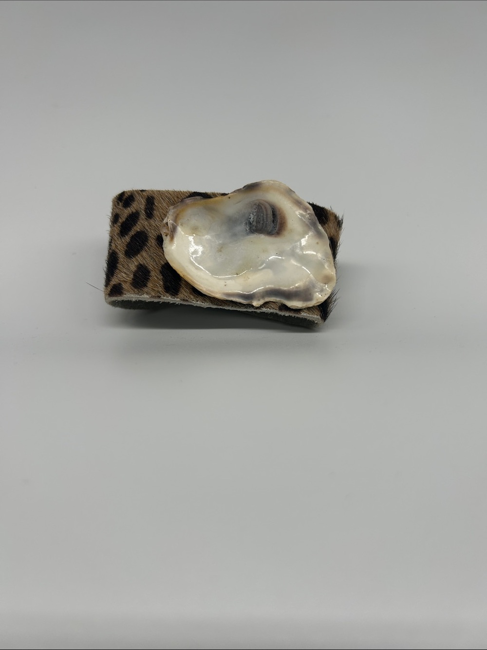 Leopard Print Shell Statement Bracelet